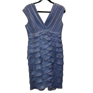 Adrianna Papell LT  Purple, shimmery Tiered Scalloped Sleeveless Dress SZ 10 EUC